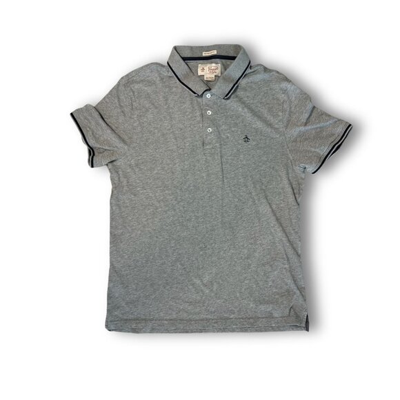 Penguin Heritage Slim Fit Polo Shirt XL Light Gray With Black Trim - Picture 2 of 5